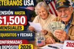Veteranos USA: pensión hasta $1,500 mensuales, requisitos y fechas confirmadas de depósito 2026