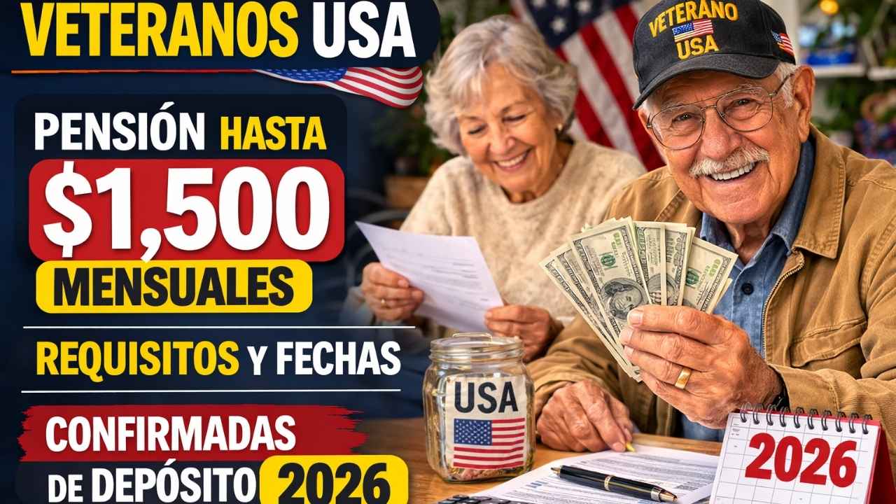Veteranos USA: pensión hasta $1,500 mensuales, requisitos y fechas confirmadas de depósito 2026