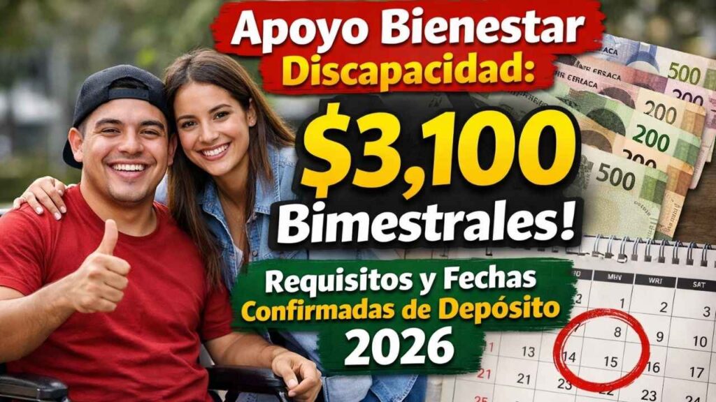 Apoyo Bienestar discapacidad: $3,100 bimestrales, requisitos y fechas confirmadas de depósito 2026