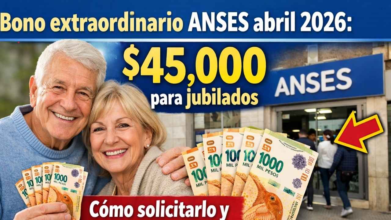 Bono extraordinario ANSES abril 2026: $45,000 para jubilados, cómo solicitarlo y día de acreditación