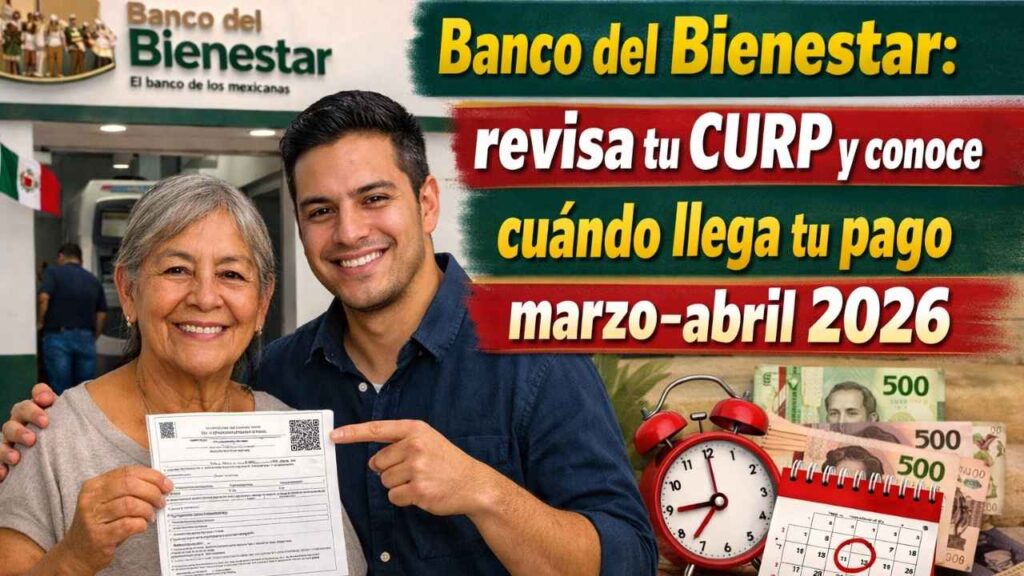 Banco del Bienestar: revisa tu CURP y conoce cuándo llega tu pago marzo–abril 2026