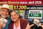 Pensión Bienestar marzo–abril 2026: $7,200 para adultos mayores, cómo registrarse y fechas de depósito
