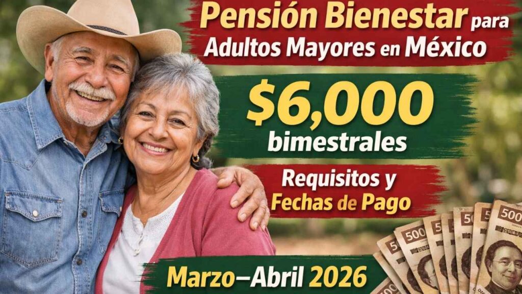Pensión Bienestar para Adultos Mayores en México: $6,000 bimestrales, requisitos y fechas de pago marzo–abril 2026