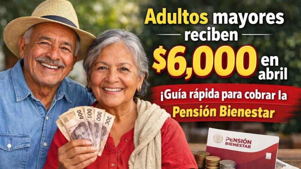 Adultos mayores reciben $6,000 en abril: guía rápida para cobrar la Pensión Bienestar