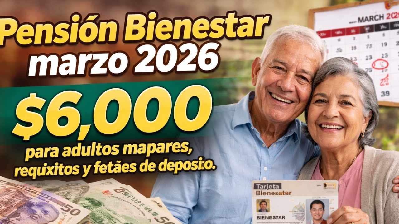 Pensión Bienestar marzo 2026: $6,000 para adultos mayores, requisitos y fechas de depósito