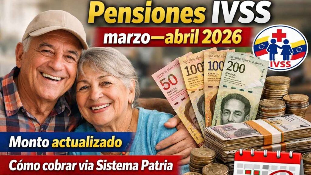 Pensiones IVSS marzo–abril 2026: monto actualizado, cómo cobrar vía Sistema Patria y fechas de pago