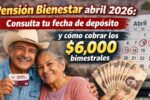 Pensión Bienestar abril 2026: consulta tu fecha de depósito y cómo cobrar los $6,000 bimestrales