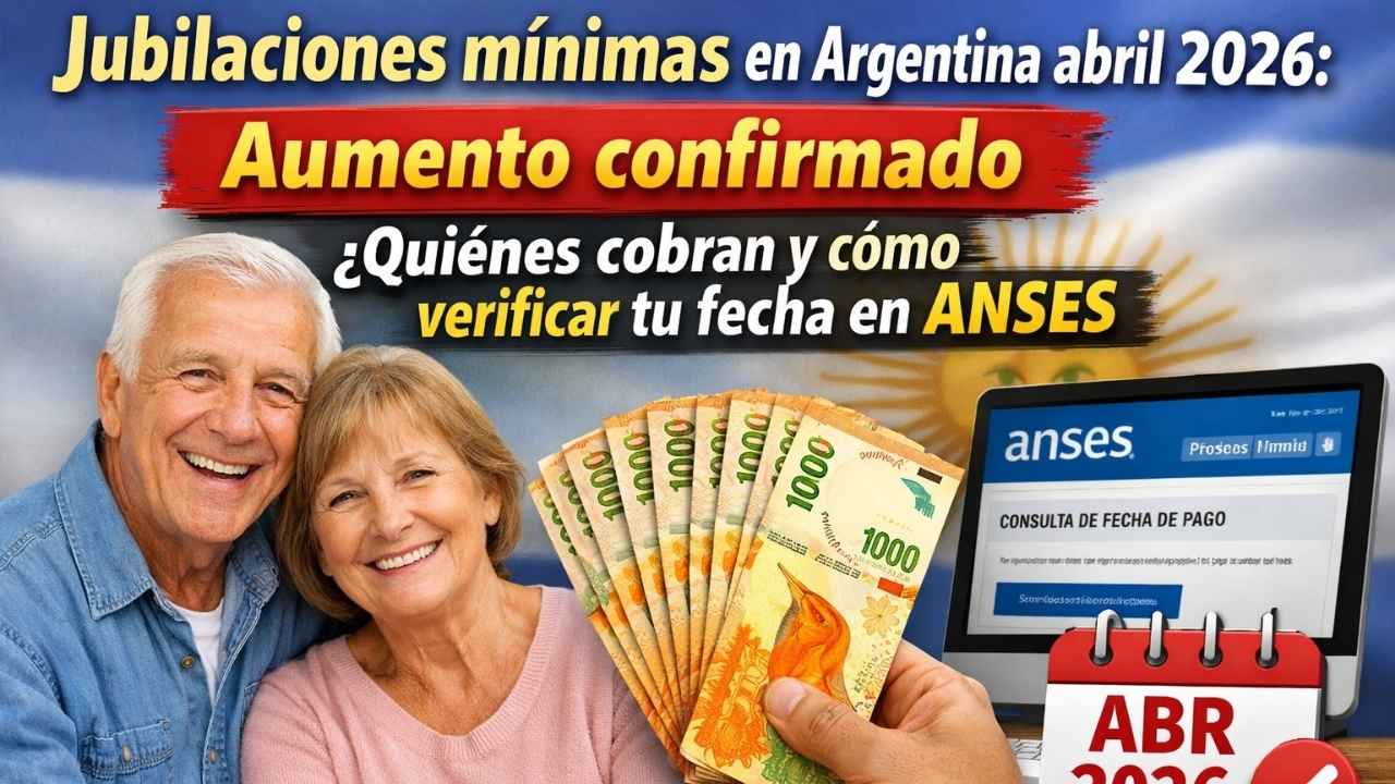 Jubilaciones mínimas en Argentina abril 2026: aumento confirmado, quiénes cobran y cómo verificar tu fecha en ANSES