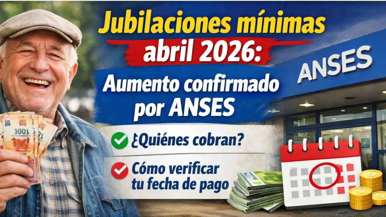 Jubilaciones mínimas abril 2026: aumento confirmado por ANSES, quiénes cobran y cómo verificar tu fecha de pago