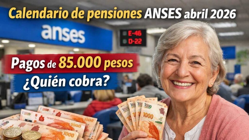 Calendario de pensiones ANSES abril 2026: pagos de 85.000 pesos, quién cobra, requisitos, fechas oficiales y cómo inscribirse