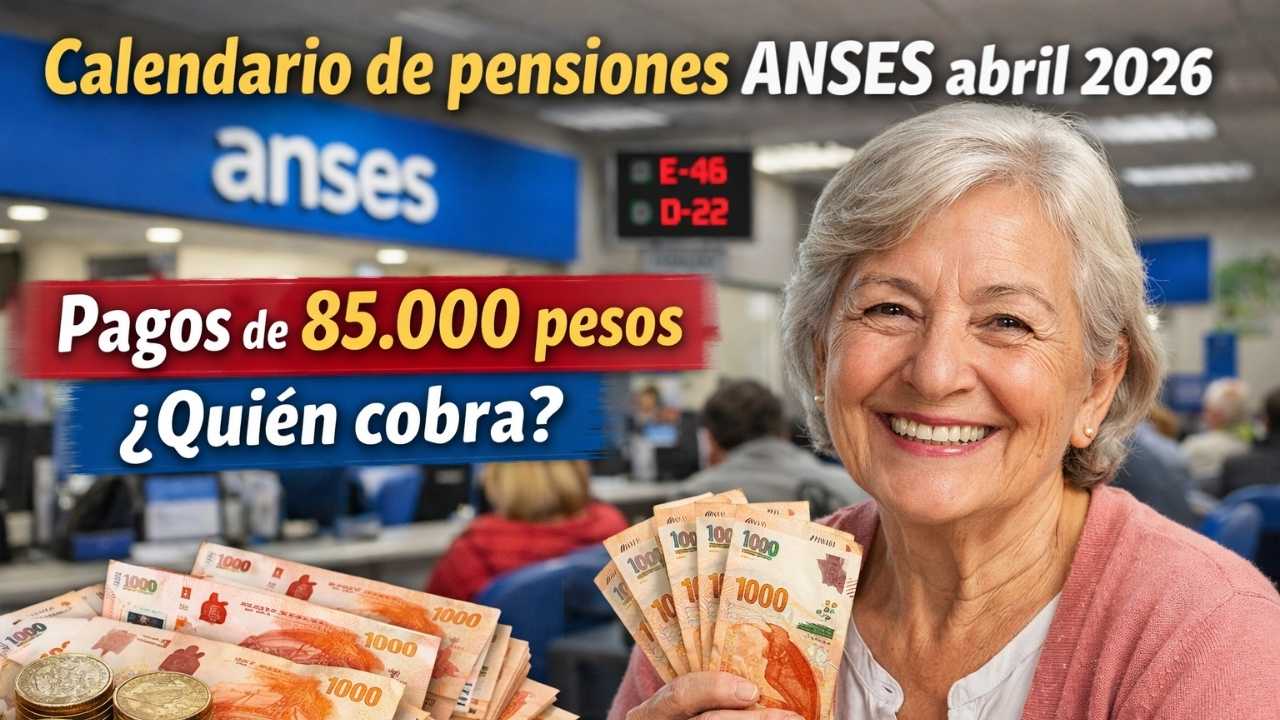 Calendario de pensiones ANSES abril 2026: pagos de 85.000 pesos, quién cobra, requisitos, fechas oficiales y cómo inscribirse