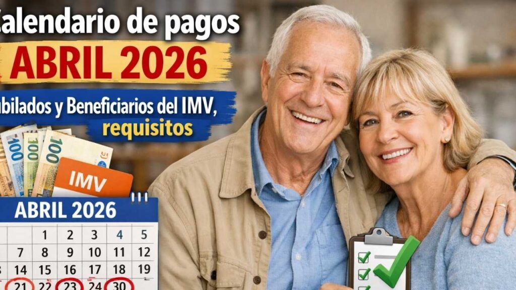 Calendario de pagos abril 2026: jubilados y beneficiarios del IMV, requisitos, fechas oficiales de cobro y cómo verificar depósito